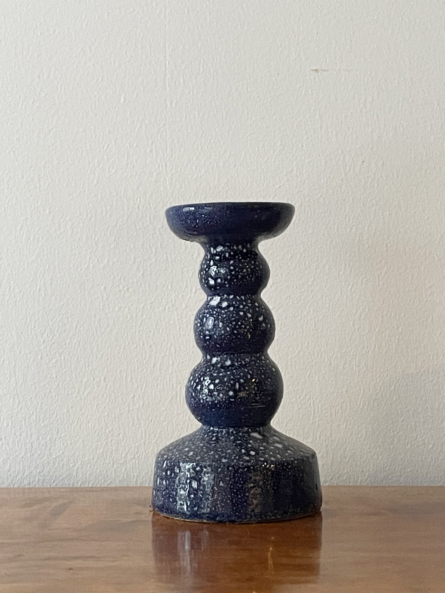 Candle holder in blue ceramic / Vintage