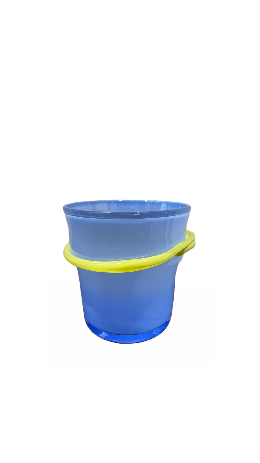 Glass Pot / Yellow on Blue
